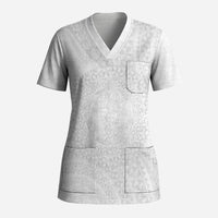 Tonga White Sunday Scrub Top Fakame Tongan Ngatu Turtle LT14 Adult White - Polynesian Pride