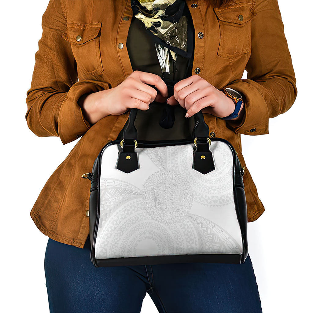 Tonga White Sunday Shoulder Handbag Fakame Tongan Ngatu Turtle LT14 - Polynesian Pride