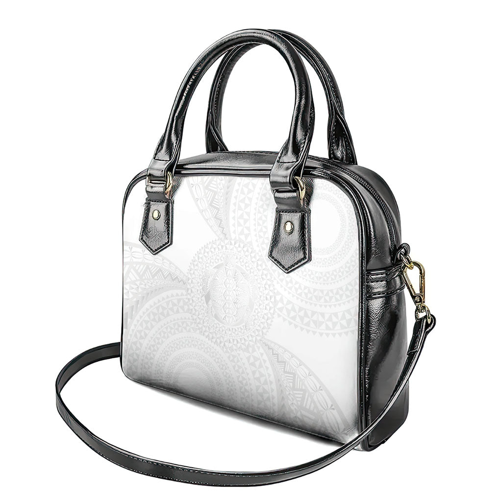 Tonga White Sunday Shoulder Handbag Fakame Tongan Ngatu Turtle LT14 - Polynesian Pride