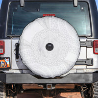 Tonga White Sunday Spare Tire Cover Fakame Tongan Ngatu Turtle LT14 White - Polynesian Pride