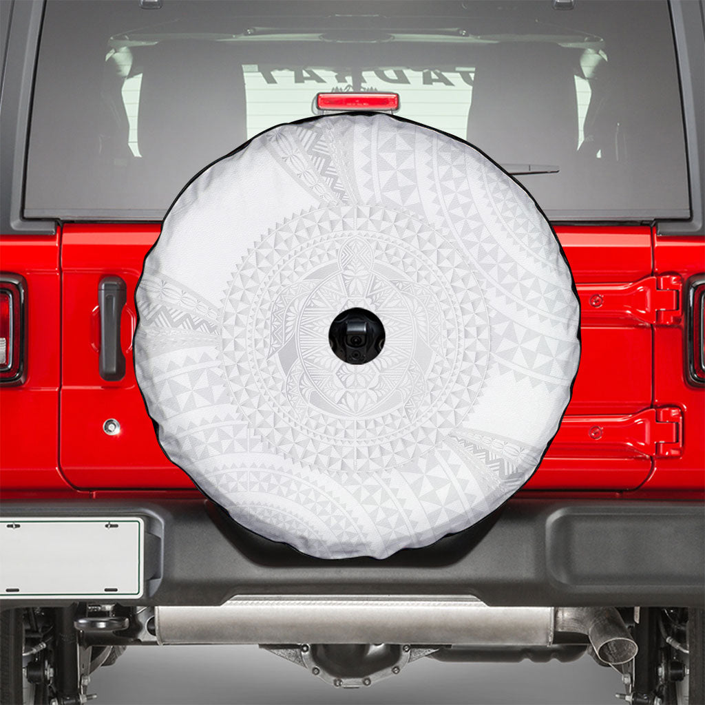 Tonga White Sunday Spare Tire Cover Fakame Tongan Ngatu Turtle LT14 - Polynesian Pride