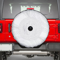 Tonga White Sunday Spare Tire Cover Fakame Tongan Ngatu Turtle LT14 - Polynesian Pride