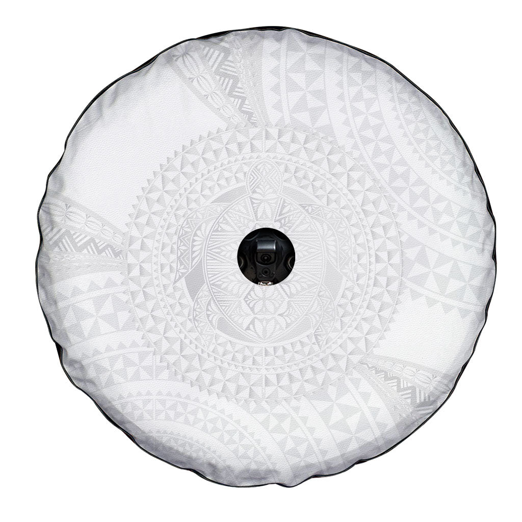 Tonga White Sunday Spare Tire Cover Fakame Tongan Ngatu Turtle LT14 - Polynesian Pride