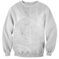 Tonga White Sunday Sweatshirt Fakame Tongan Ngatu Turtle LT14 Unisex White - Polynesian Pride