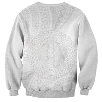 Tonga White Sunday Sweatshirt Fakame Tongan Ngatu Turtle LT14 - Polynesian Pride