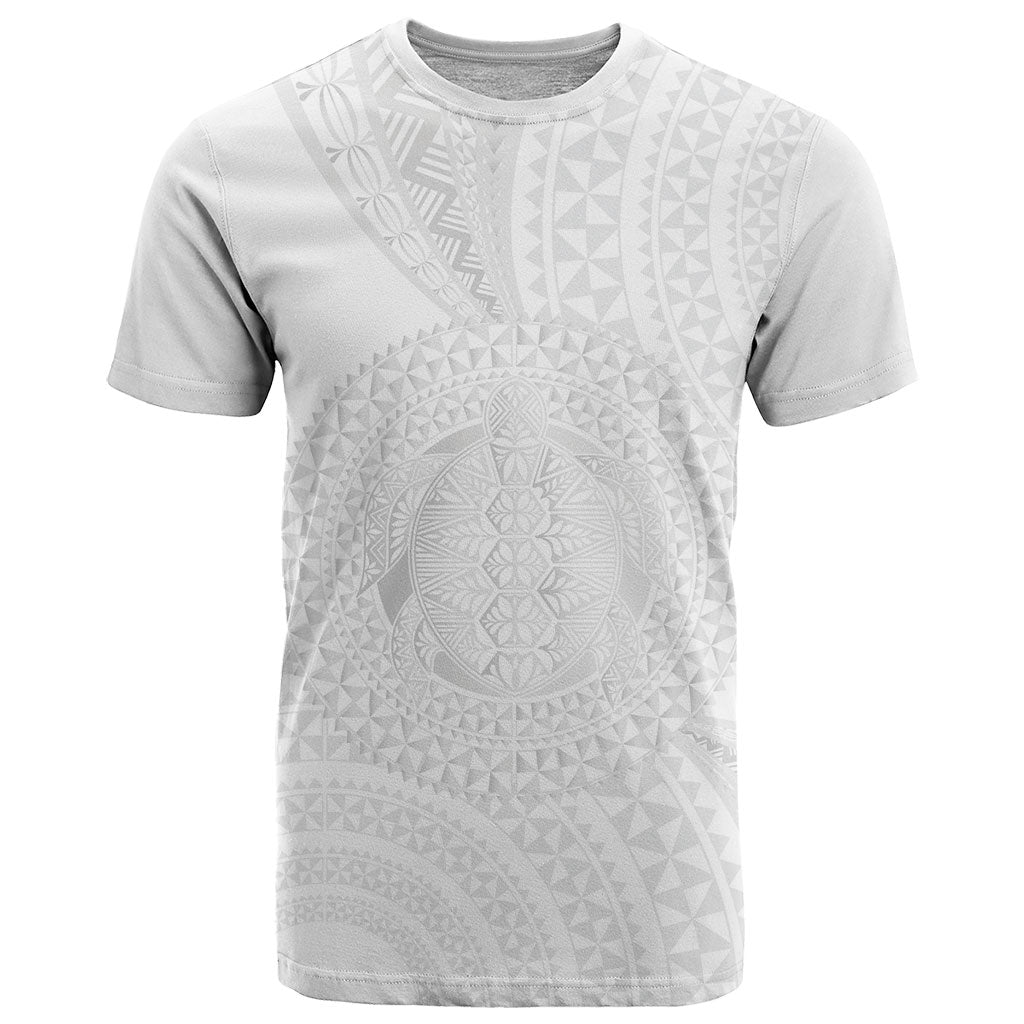 Tonga White Sunday T Shirt Fakame Tongan Ngatu Turtle LT14 White - Polynesian Pride