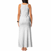 Tonga White Sunday Tank Maxi Dress Fakame Tongan Ngatu Turtle LT14 - Polynesian Pride