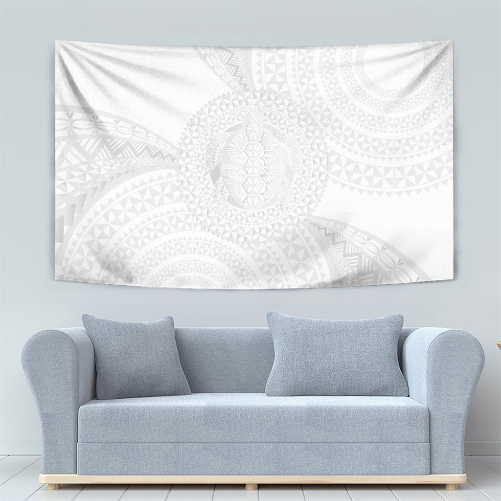 Tonga White Sunday Tapestry Fakame Tongan Ngatu Turtle LT14 - Polynesian Pride