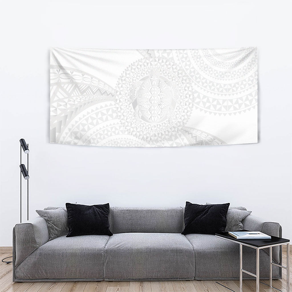 Tonga White Sunday Tapestry Fakame Tongan Ngatu Turtle LT14 - Polynesian Pride