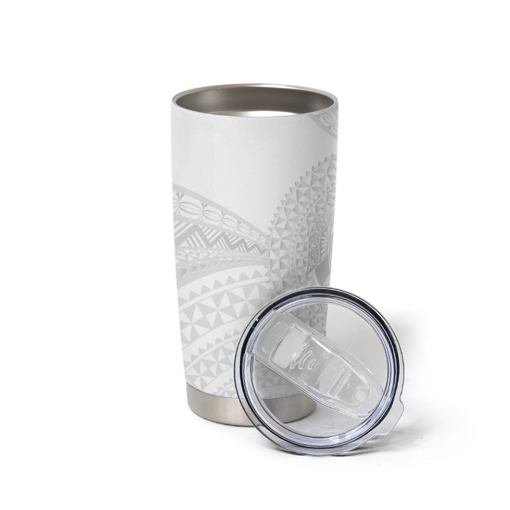 Tonga White Sunday Tumbler Cup Fakame Tongan Ngatu Turtle LT14 - Polynesian Pride