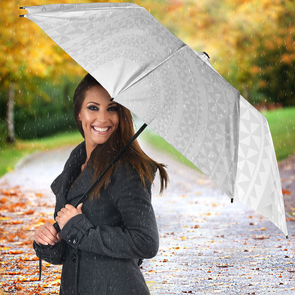 Tonga White Sunday Umbrella Fakame Tongan Ngatu Turtle LT14 - Polynesian Pride