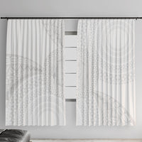 Tonga White Sunday Window Curtain Fakame Tongan Ngatu Turtle LT14 With Hooks White - Polynesian Pride
