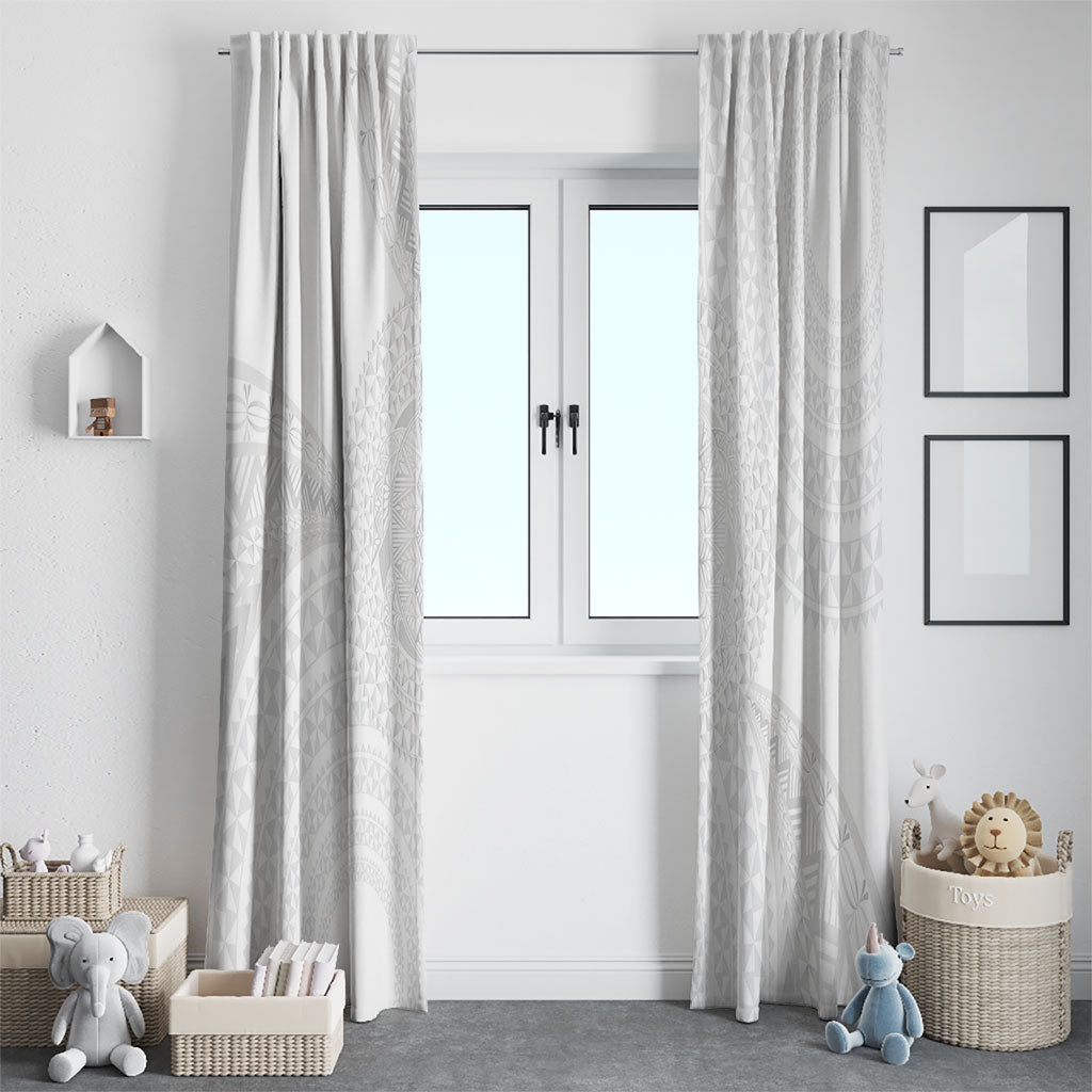 Tonga White Sunday Window Curtain Fakame Tongan Ngatu Turtle LT14 - Polynesian Pride