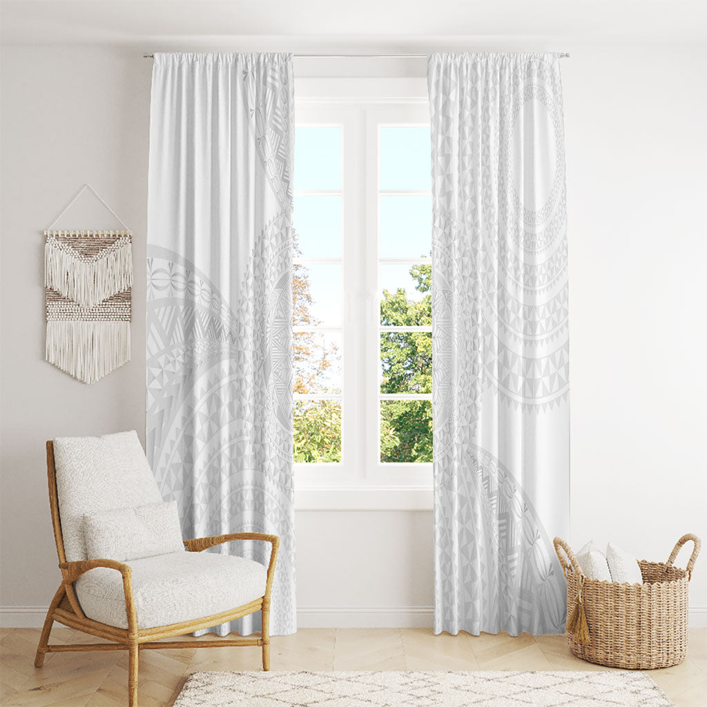 Tonga White Sunday Window Curtain Fakame Tongan Ngatu Turtle LT14 - Polynesian Pride