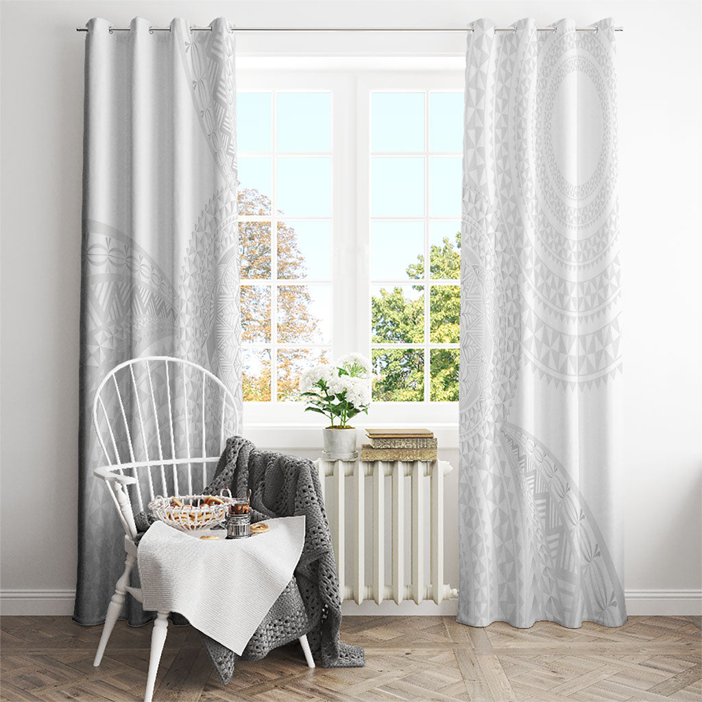 Tonga White Sunday Window Curtain Fakame Tongan Ngatu Turtle LT14 - Polynesian Pride