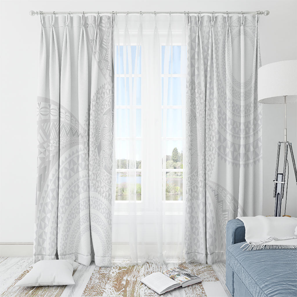 Tonga White Sunday Window Curtain Fakame Tongan Ngatu Turtle LT14 - Polynesian Pride