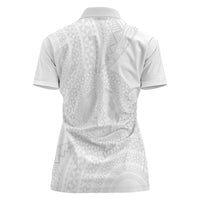 Tonga White Sunday Women Polo Shirt Fakame Tongan Ngatu Turtle LT14 - Polynesian Pride