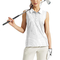 Tonga White Sunday Women Sleeveless Polo Shirt Fakame Tongan Ngatu Turtle LT14 - Polynesian Pride