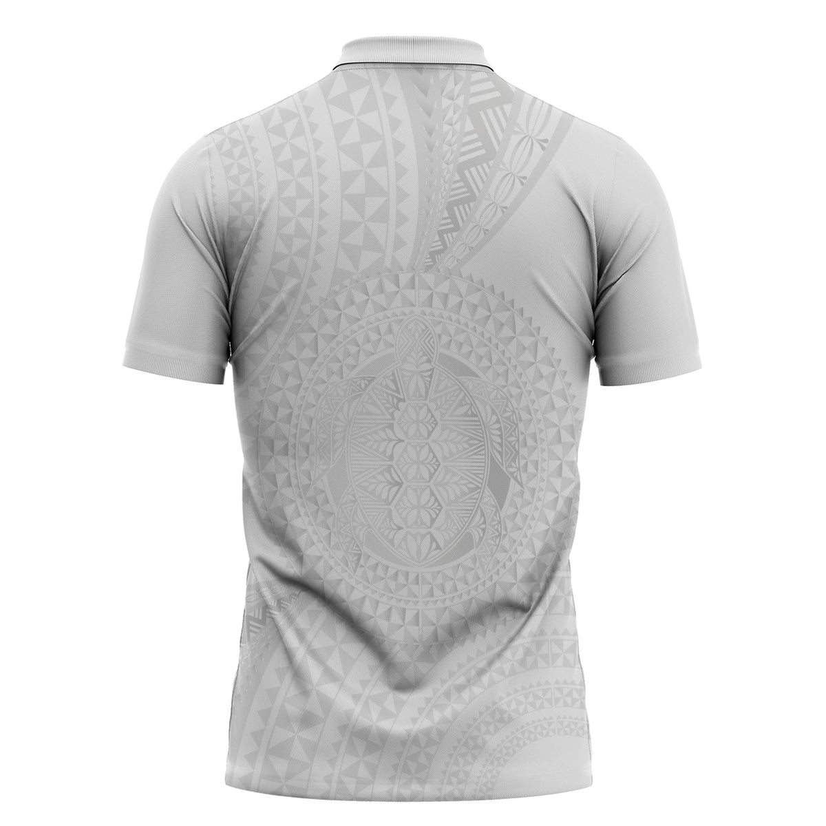 Tonga White Sunday Zipper Polo Shirt Fakame Tongan Ngatu Turtle LT14 - Polynesian Pride