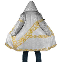 Tonga White Sunday Cloak Fakame Tongan Ngatu Pattern Gold Strips LT14 Unisex White - Polynesian Pride