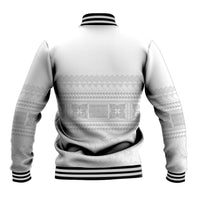 Samoa White Sunday Baseball Jacket Lotu Tamaiti Samoan Siapo Teuila Flowers LT14 - Polynesian Pride