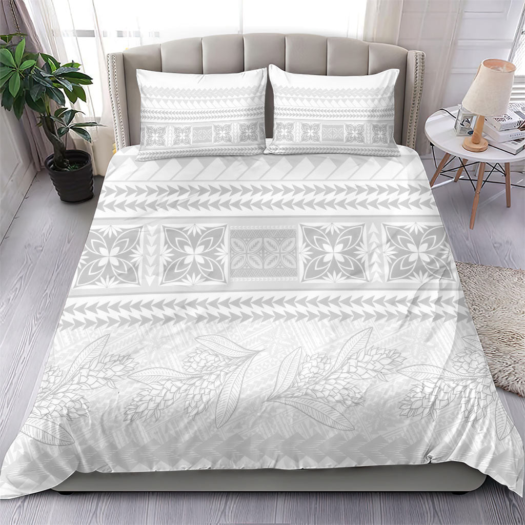 Samoa White Sunday Bedding Set Lotu Tamaiti Samoan Siapo Teuila Flowers LT14 - Polynesian Pride