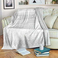 Samoa White Sunday Blanket Lotu Tamaiti Samoan Siapo Teuila Flowers LT14 White - Polynesian Pride