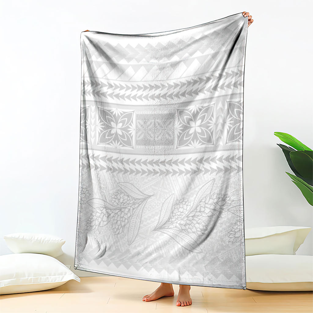 Samoa White Sunday Blanket Lotu Tamaiti Samoan Siapo Teuila Flowers LT14 - Polynesian Pride