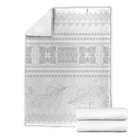 Samoa White Sunday Blanket Lotu Tamaiti Samoan Siapo Teuila Flowers LT14 - Polynesian Pride