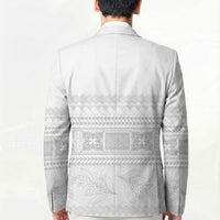 Samoa White Sunday Blazer Lotu Tamaiti Samoan Siapo Teuila Flowers LT14 - Polynesian Pride