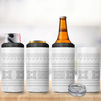 Samoa White Sunday 4 in 1 Can Cooler Tumbler Lotu Tamaiti Samoan Siapo Teuila Flowers LT14 - Polynesian Pride