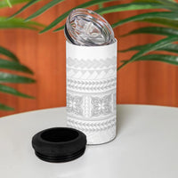 Samoa White Sunday 4 in 1 Can Cooler Tumbler Lotu Tamaiti Samoan Siapo Teuila Flowers LT14 - Polynesian Pride