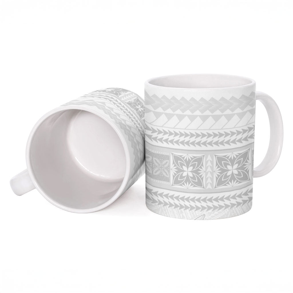 Samoa White Sunday Ceramic Mug Lotu Tamaiti Samoan Siapo Teuila Flowers LT14 - Polynesian Pride
