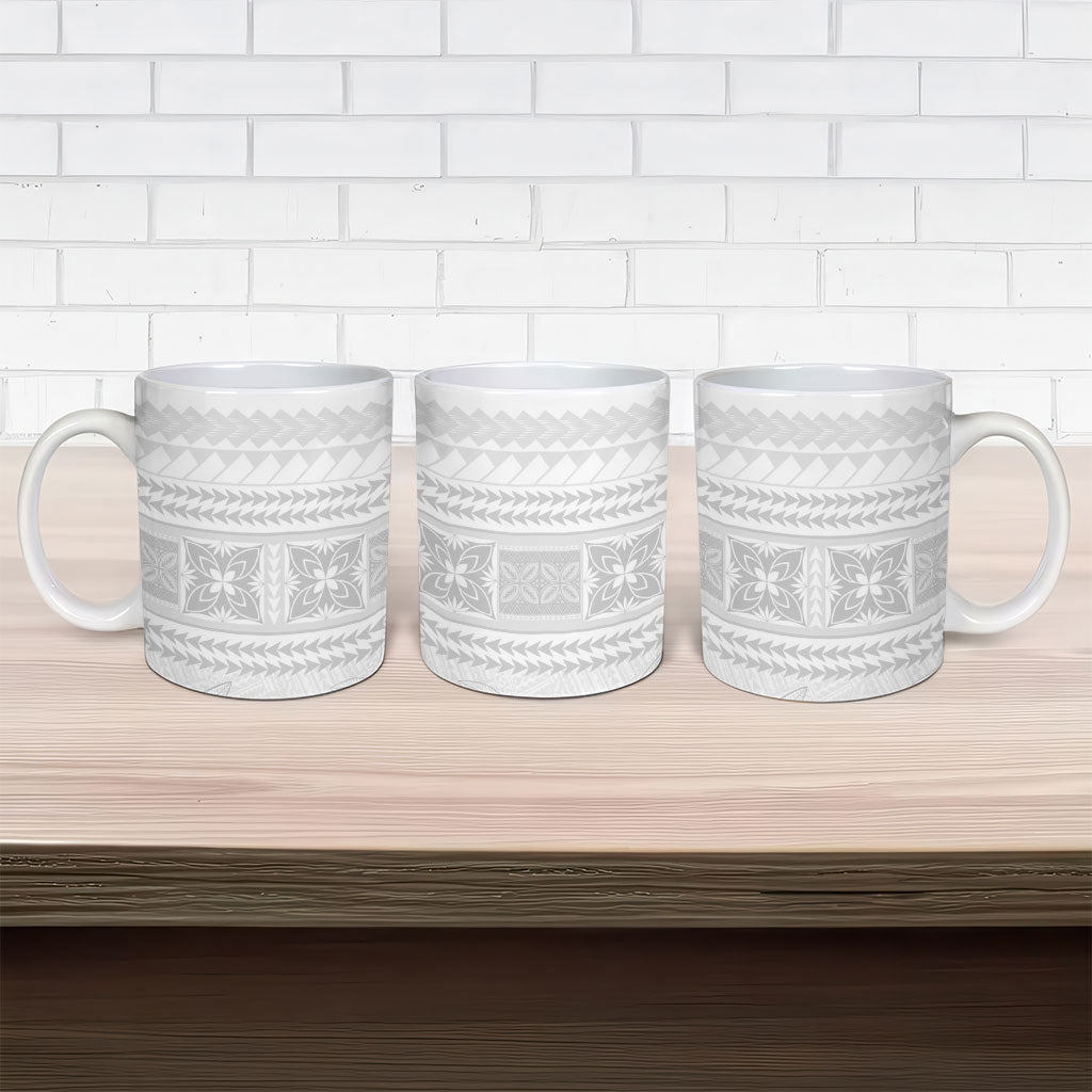 Samoa White Sunday Ceramic Mug Lotu Tamaiti Samoan Siapo Teuila Flowers LT14 - Polynesian Pride