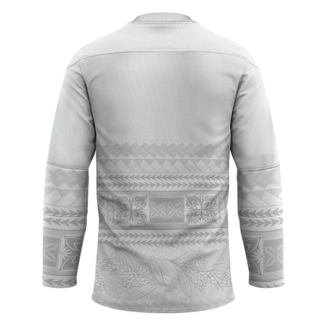 Samoa White Sunday Hockey Jersey Lotu Tamaiti Samoan Siapo Teuila Flowers LT14 - Polynesian Pride