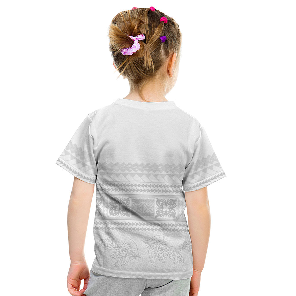 Samoa White Sunday Kid T Shirt Lotu Tamaiti Samoan Siapo Teuila Flowers LT14 - Polynesian Pride