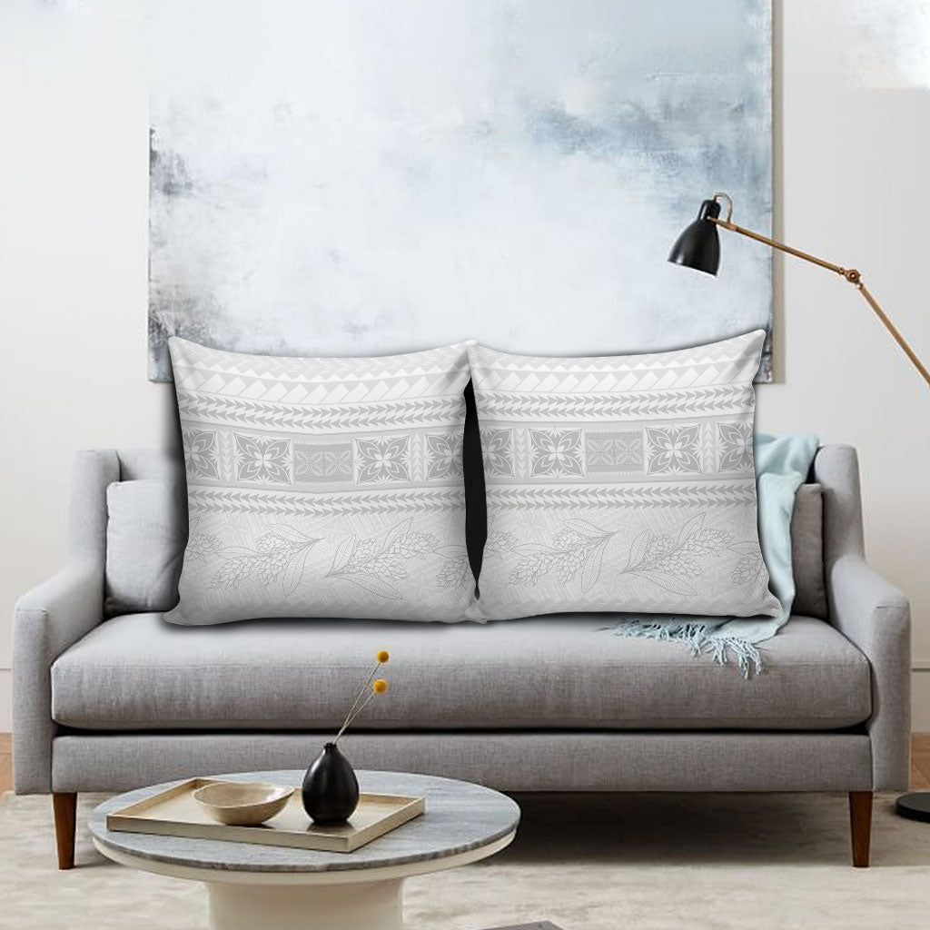 Samoa White Sunday Pillow Cover Lotu Tamaiti Samoan Siapo Teuila Flowers LT14 - Polynesian Pride