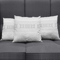 Samoa White Sunday Pillow Cover Lotu Tamaiti Samoan Siapo Teuila Flowers LT14 - Polynesian Pride