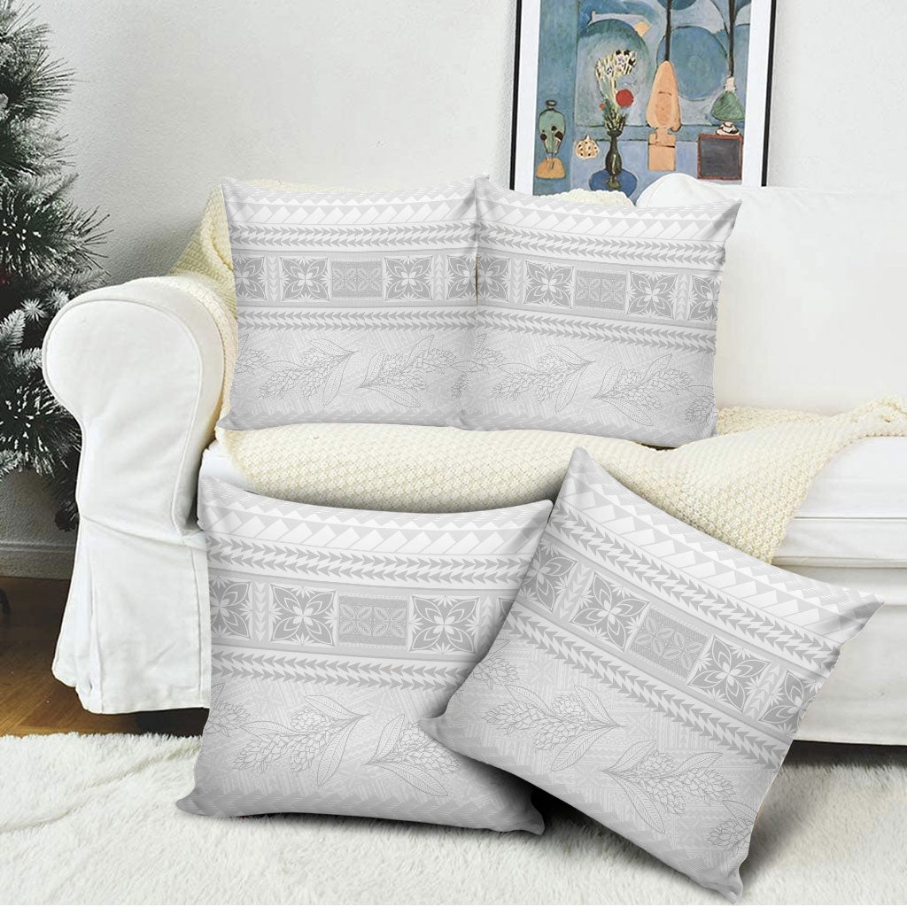 Samoa White Sunday Pillow Cover Lotu Tamaiti Samoan Siapo Teuila Flowers LT14 - Polynesian Pride
