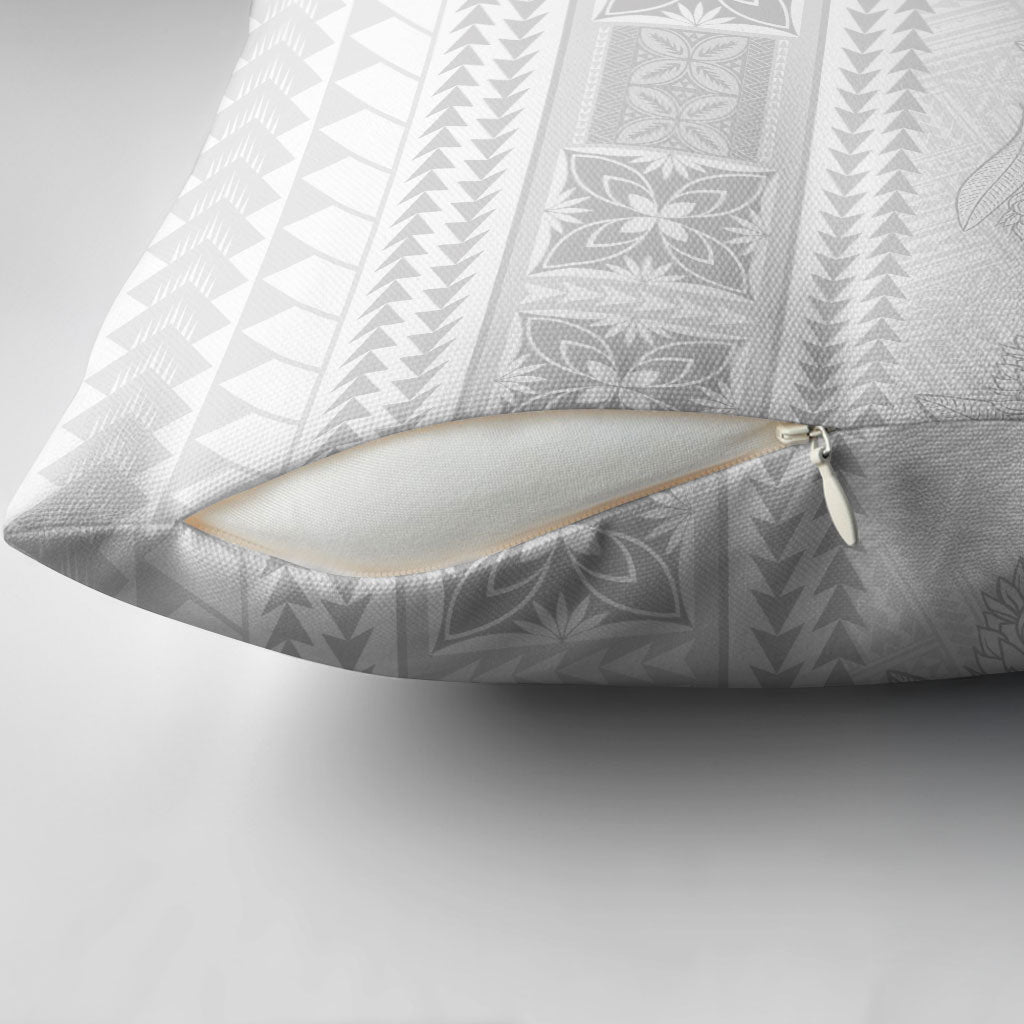 Samoa White Sunday Pillow Cover Lotu Tamaiti Samoan Siapo Teuila Flowers LT14 - Polynesian Pride