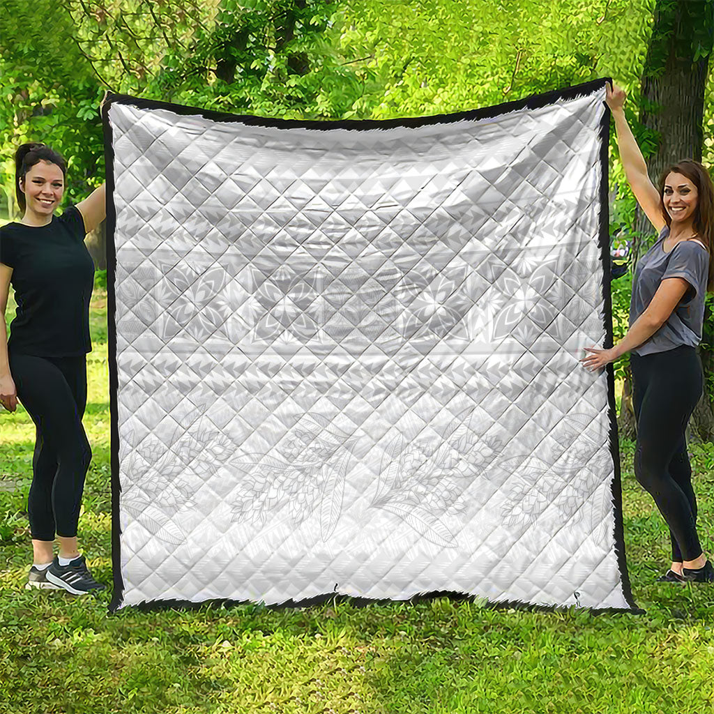 Samoa White Sunday Quilt Lotu Tamaiti Samoan Siapo Teuila Flowers LT14 - Polynesian Pride
