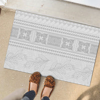 Samoa White Sunday Rubber Doormat Lotu Tamaiti Samoan Siapo Teuila Flowers LT14 - Polynesian Pride