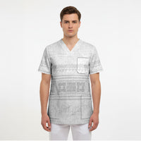 Samoa White Sunday Scrub Top Lotu Tamaiti Samoan Siapo Teuila Flowers LT14 - Polynesian Pride