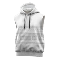 Samoa White Sunday Sleeveless Hoodie Lotu Tamaiti Samoan Siapo Teuila Flowers LT14 White - Polynesian Pride