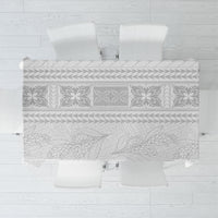 Samoa White Sunday Tablecloth Lotu Tamaiti Samoan Siapo Teuila Flowers LT14 White - Polynesian Pride