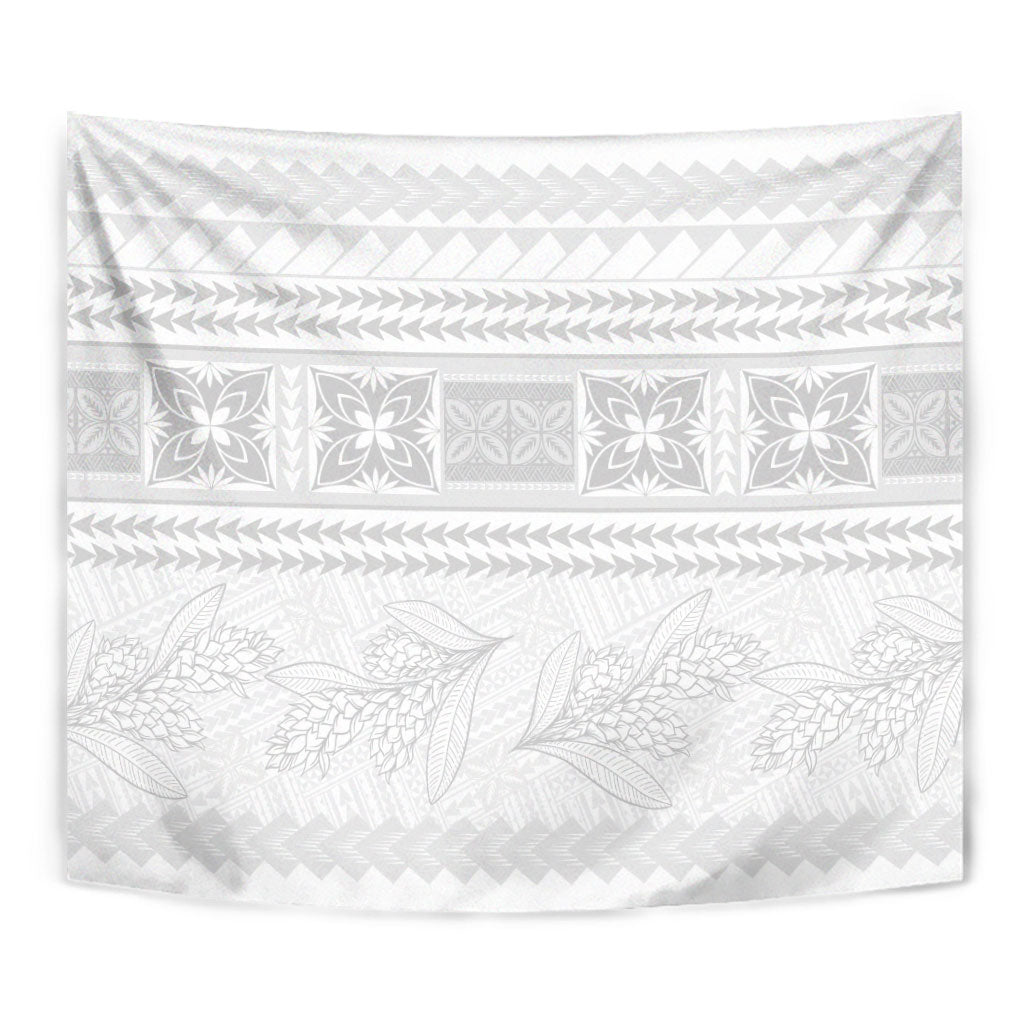 Samoa White Sunday Tapestry Lotu Tamaiti Samoan Siapo Teuila Flowers LT14 - Polynesian Pride