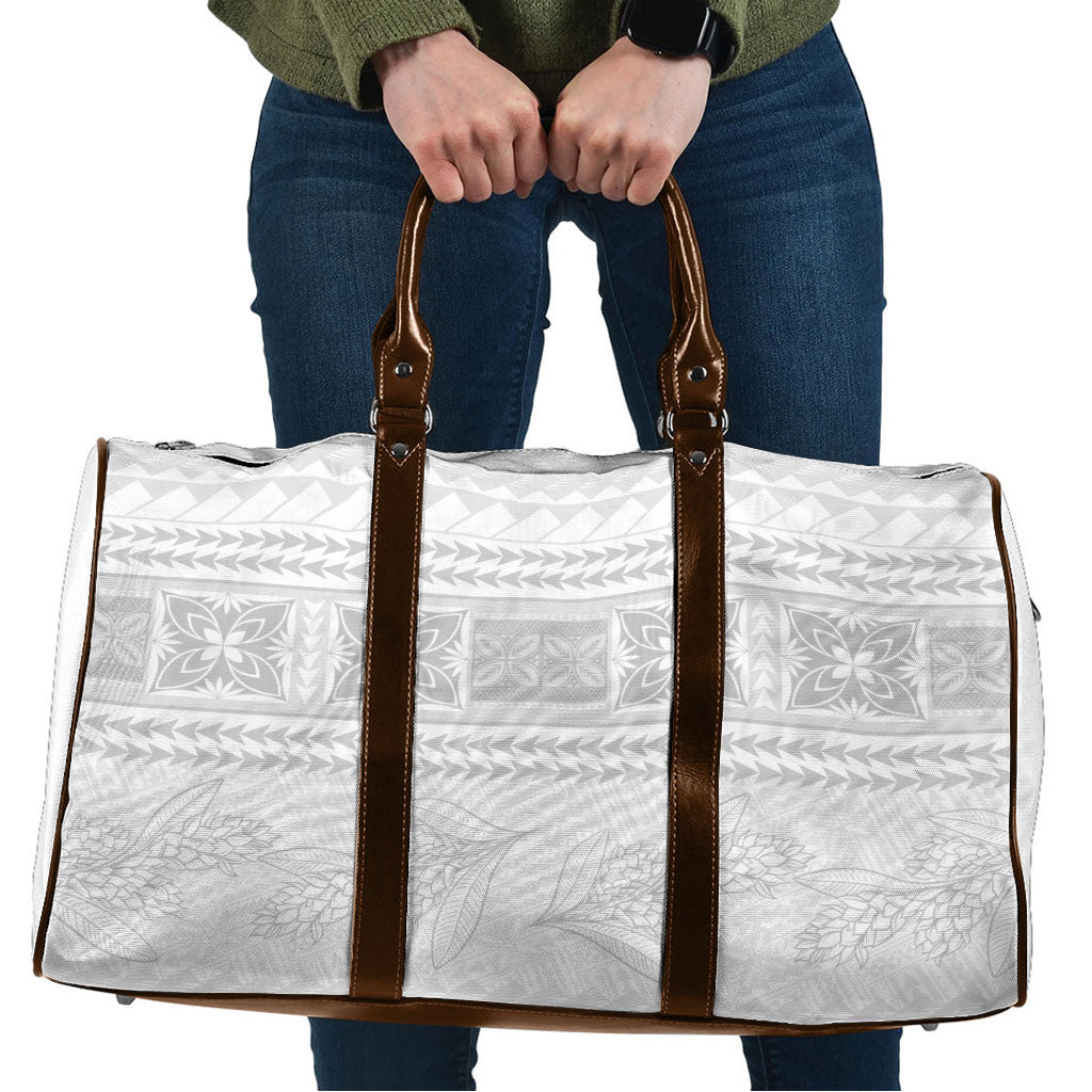 Samoa White Sunday Travel Bag Lotu Tamaiti Samoan Siapo Teuila Flowers LT14 White - Polynesian Pride