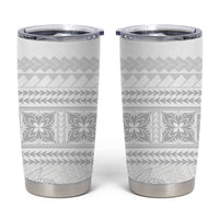 Samoa White Sunday Tumbler Cup Lotu Tamaiti Samoan Siapo Teuila Flowers LT14 White - Polynesian Pride