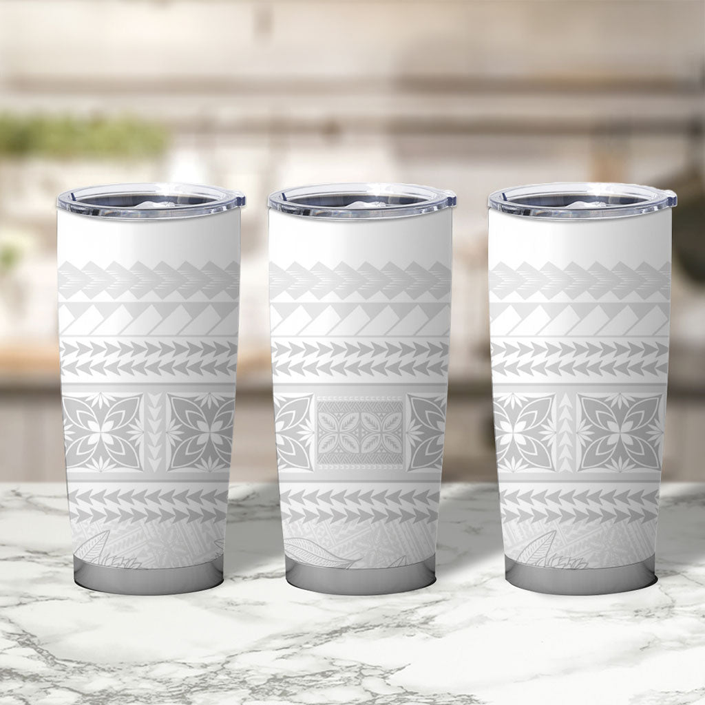 Samoa White Sunday Tumbler Cup Lotu Tamaiti Samoan Siapo Teuila Flowers LT14 - Polynesian Pride