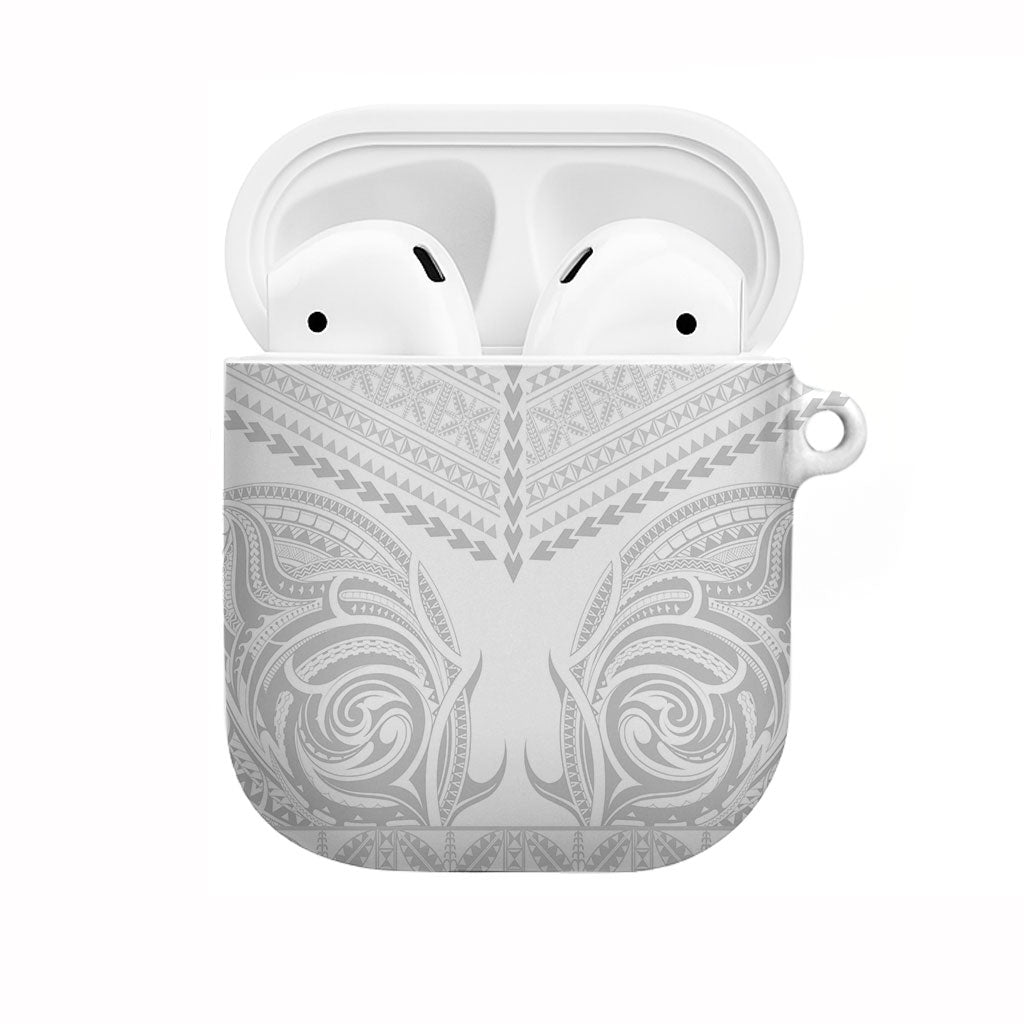 Niue White Sunday AirPods Case Aho Tapu Fanau Hiapo Pattern LT14 White - Polynesian Pride